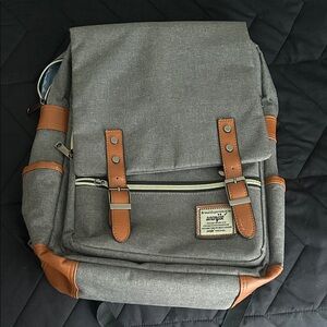 Wenjie Gray and Brown Backpack